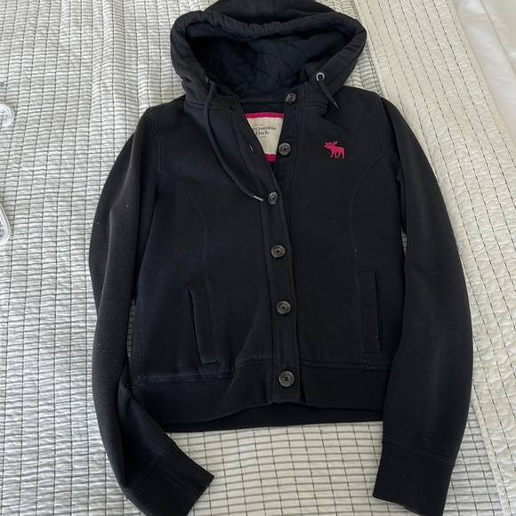 Abercrombie & fitch jacket sweater buttons blue navy size L - Picture 1 of 4
